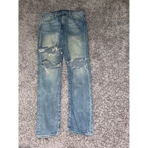 Levi's 522 Jeans Distressed Ripped Knee Light Wash Denim‎ W30 L32